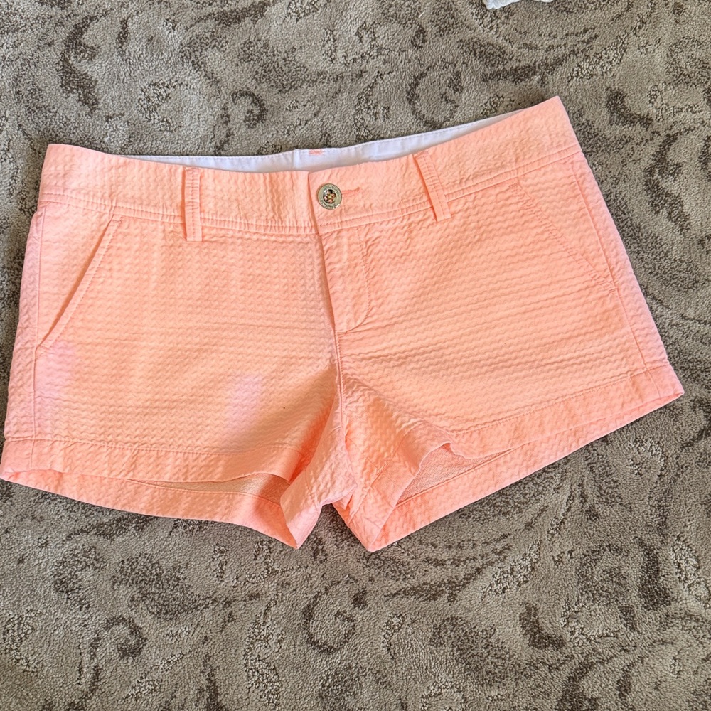Lily Pulitzer Women's Peach Textured Cotton Blend Shorts